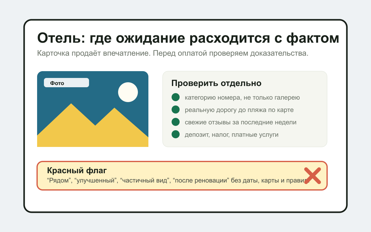 Инфографика проверки карточки отеля
